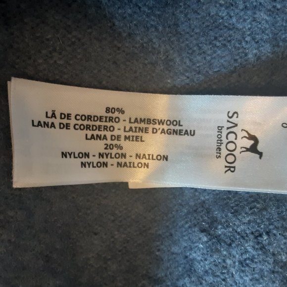 Sacoor Brothers Blue Cozy Soft Wool Blend Sweater, Half Zip - Picture 13 of 15